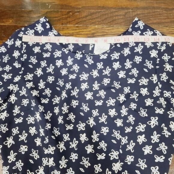 Y2K Navy Blue White Doodle Flower Babydoll Dress - Picture 8 of 9